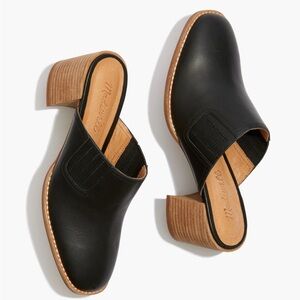 Madewell Black Leather Carey Mules